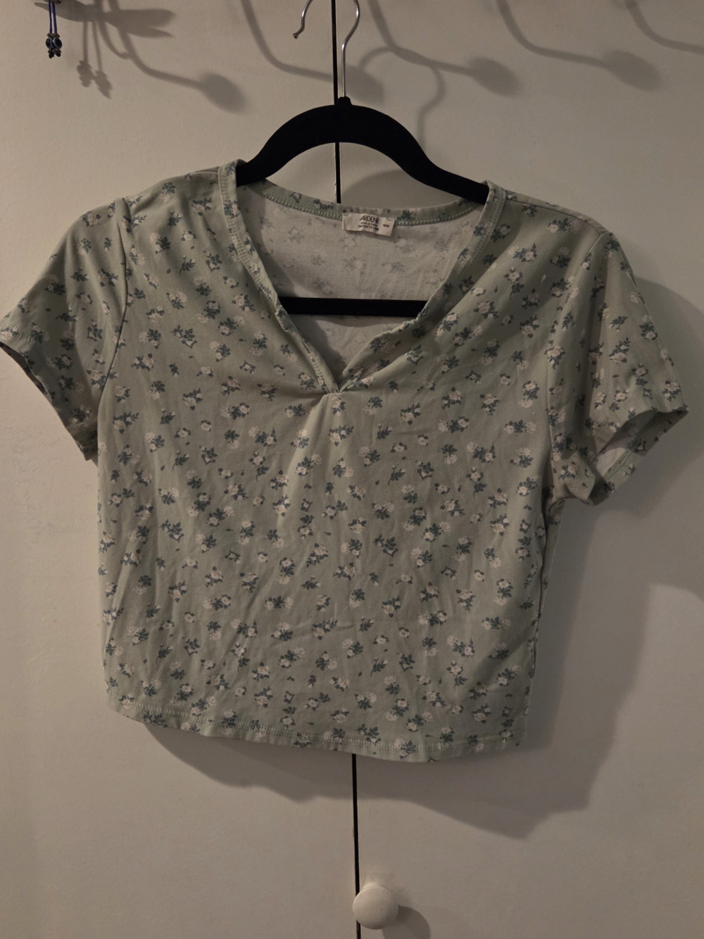Ardene Light Sage Floral V-Notch Crop Top